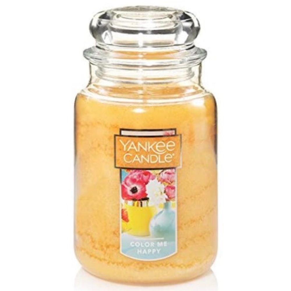 Large Yankee candle color me happy